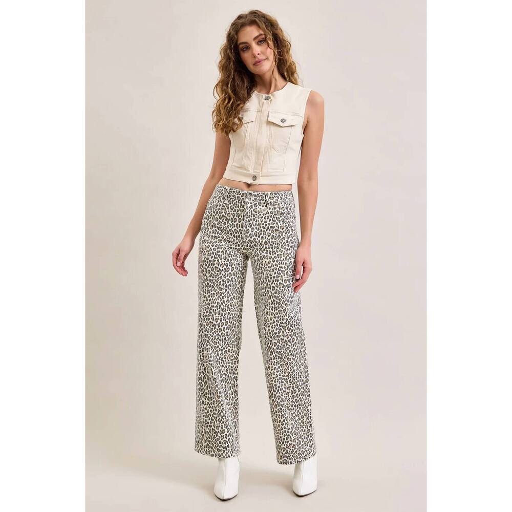 NEW HIDDEN logan jeans in white cheetah